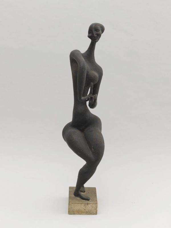 John Rhoden, "Dancer" (n.d.). Bronze on stone base, 31 x 6 x 8 inches.