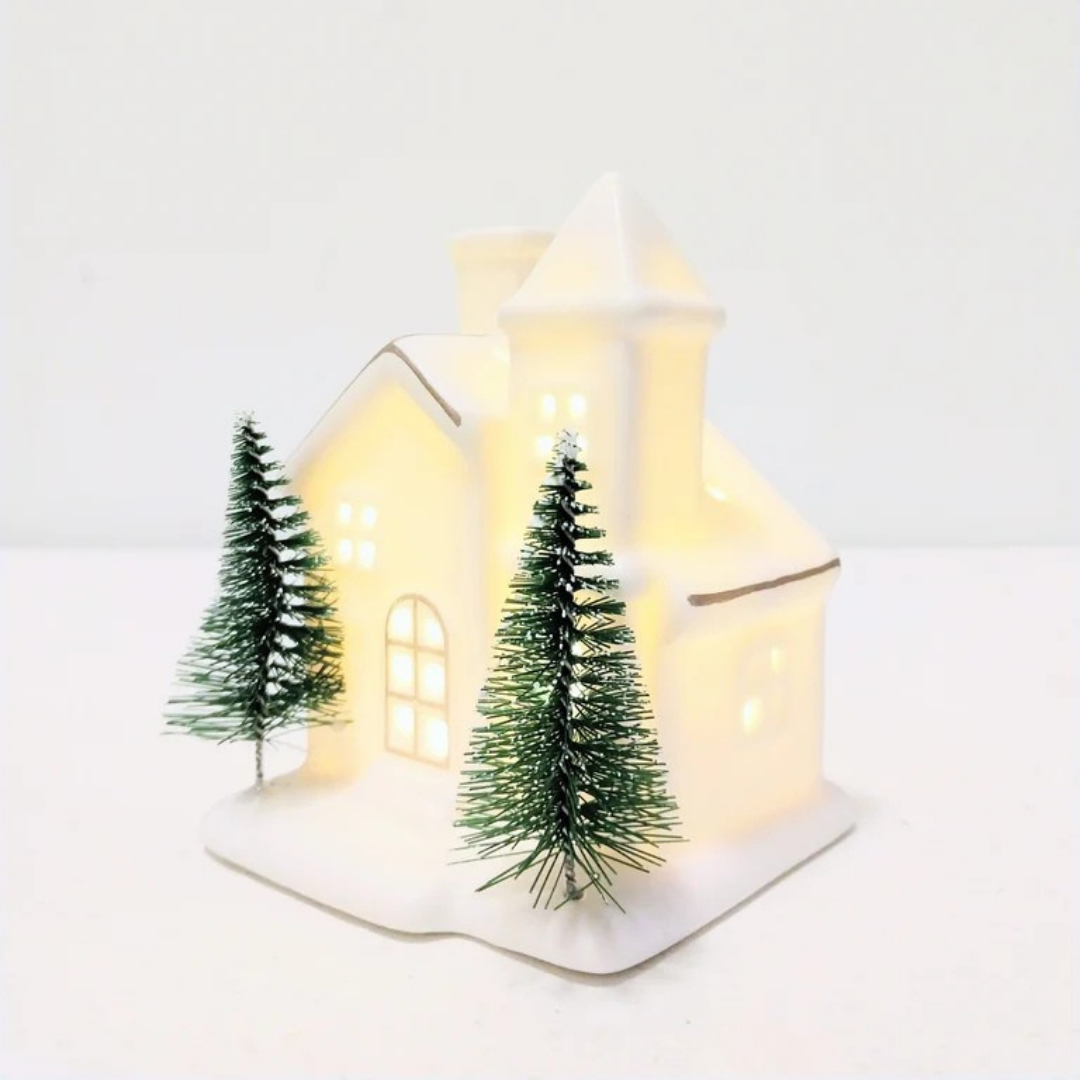 A white winter holiday house decoration