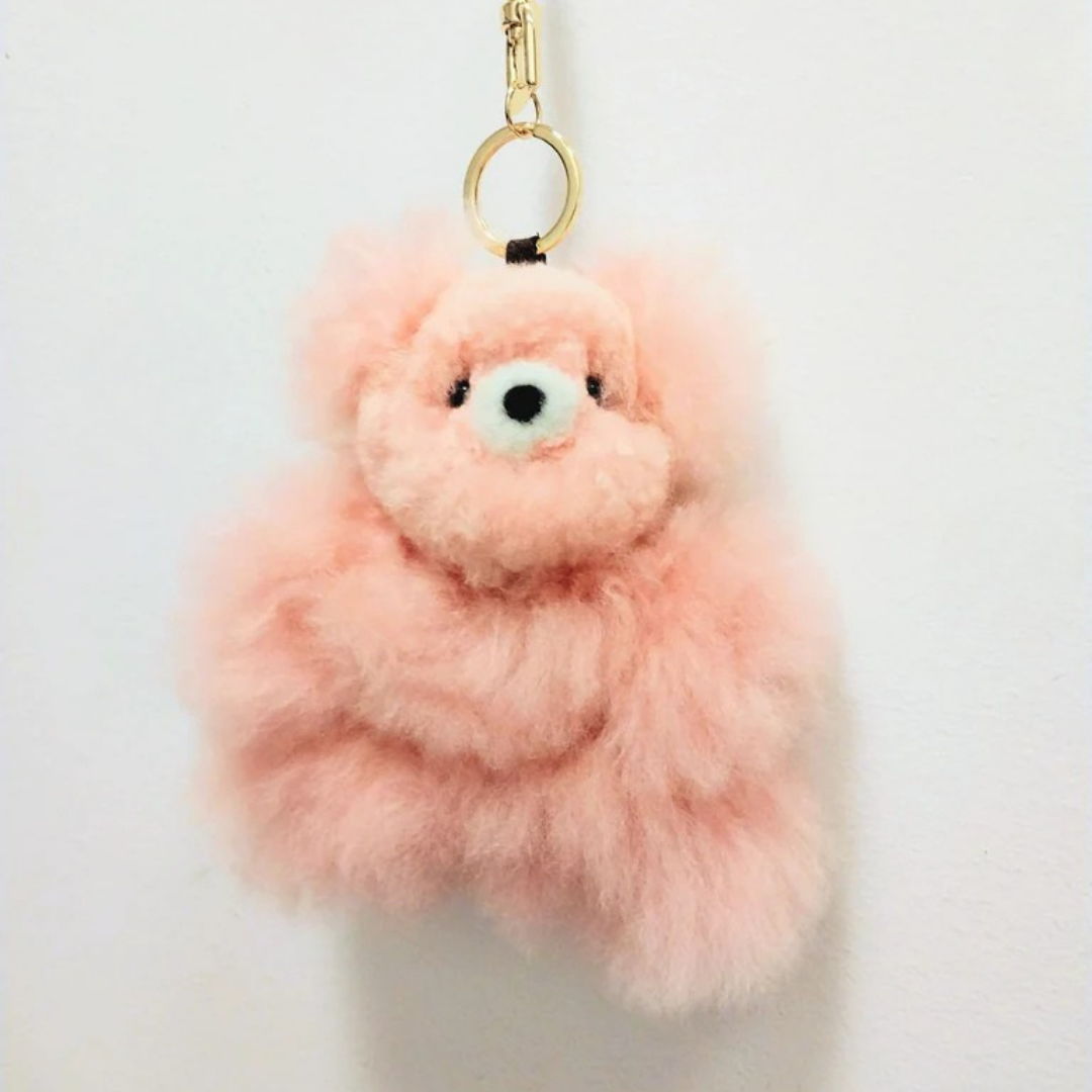 A pink bear keychain