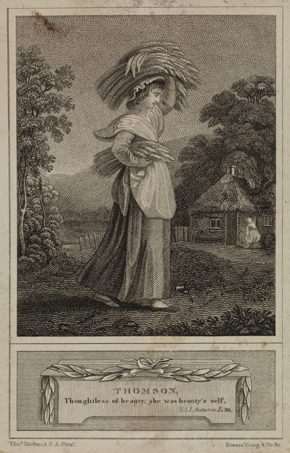 [Woman carrying bundle of wheat]