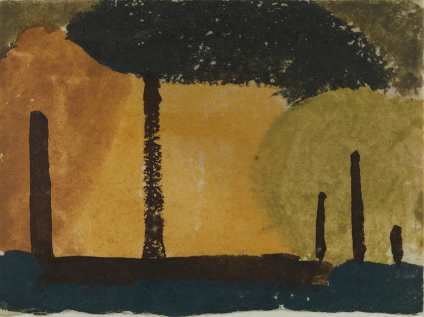 Abstract composition, possibly a landscape, by Arthur Dove in watercolor and gouache.