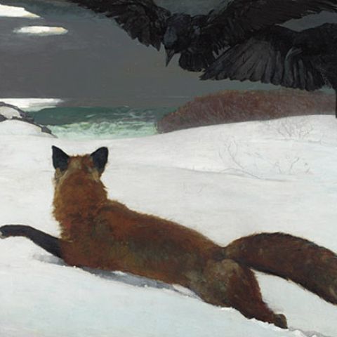 image of the "Fox Hunt" painting by Winslow Homer.