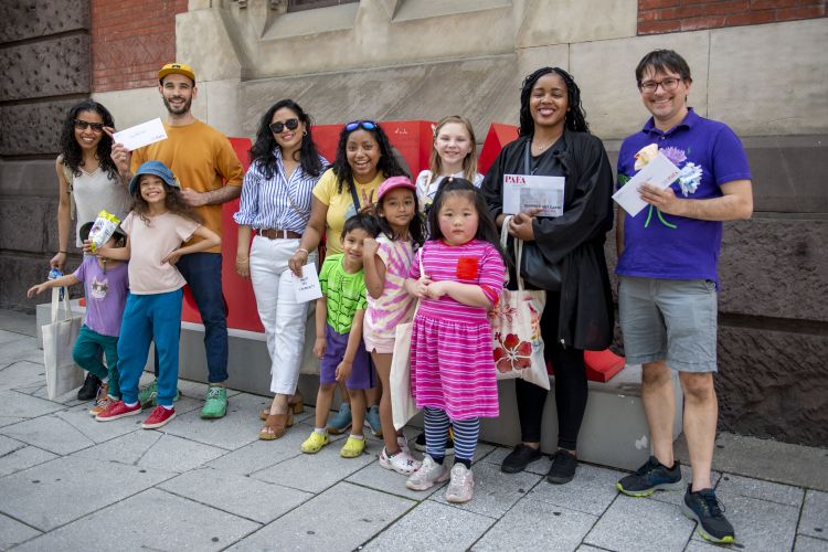 group of kids and adults at the spring festival